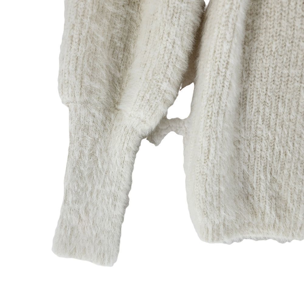 Marled Reunited Clothing Women's Crew Neck Puff Sleeve Knit Sweater - S - Picture 3 of 6
